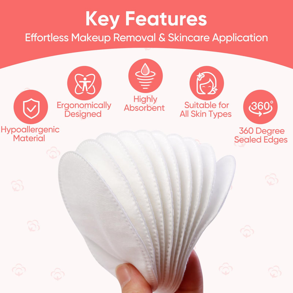 ICOTLE large oval cotton pad soft-side close-up shows gentle toner application benefits.