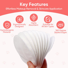 ICOTLE large oval cotton pad soft-side close-up shows gentle toner application benefits.