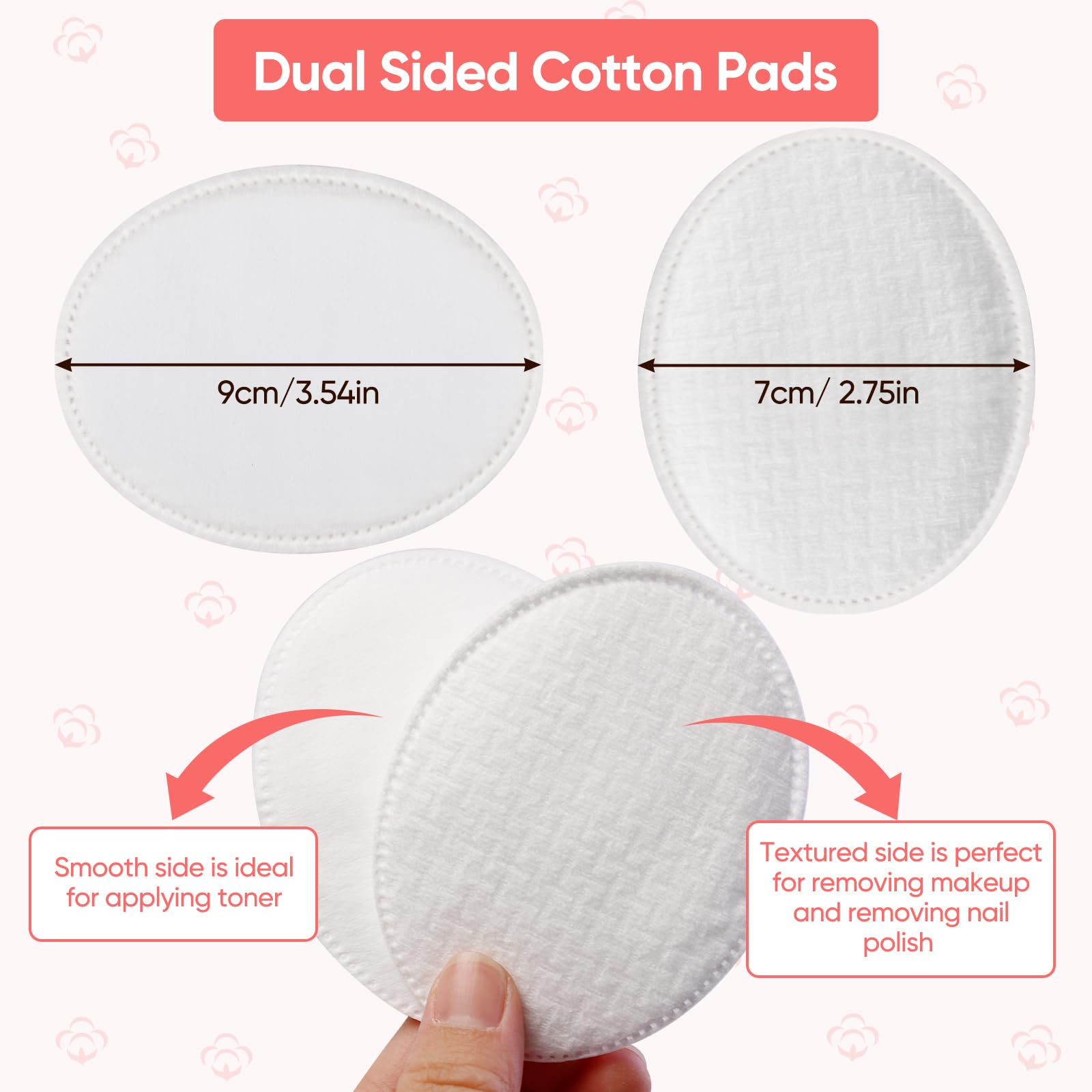 ICOTLE cotton pad textured side close-up emphasizes makeup and nail polish removal.