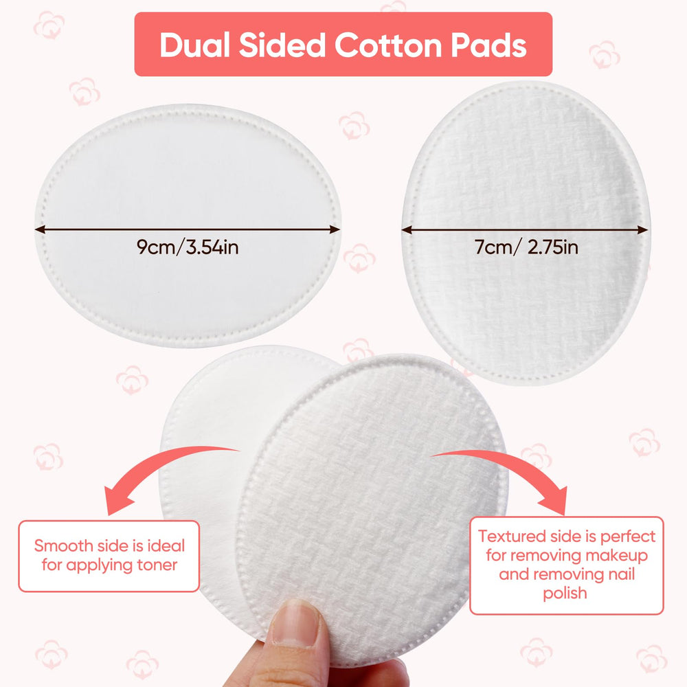 ICOTLE cotton pad textured side close-up emphasizes makeup and nail polish removal.