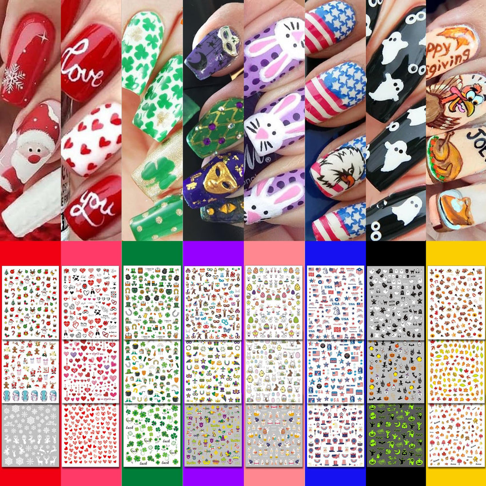 IDDFEVE holiday nail stickers pack offers all-year designs for versatile festive nails