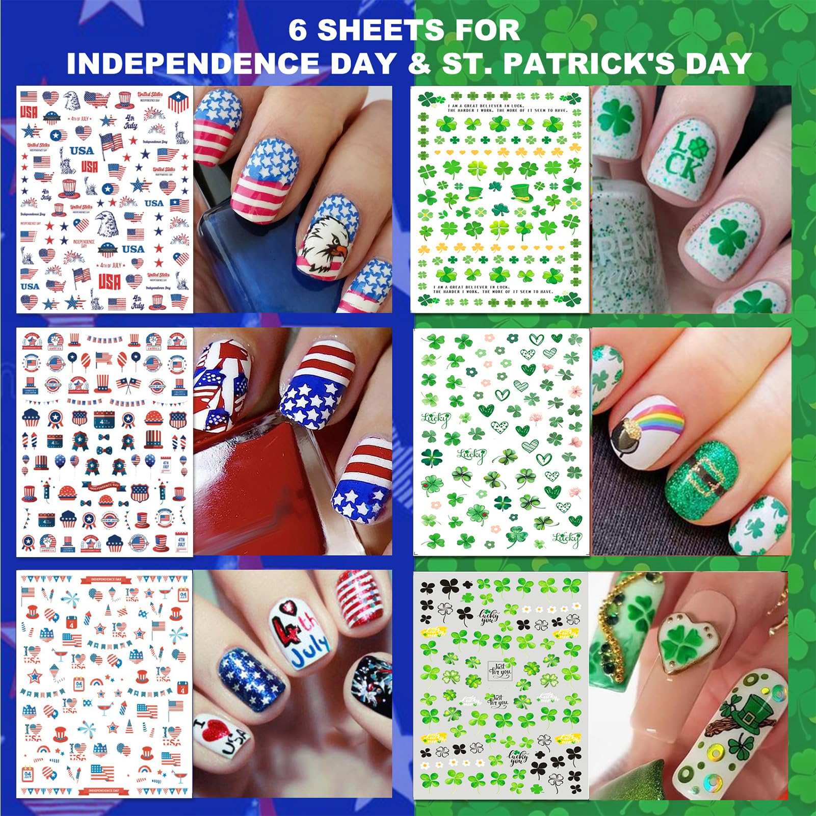 IDDFEVE st-patricks-july4th-decor displays festive accents for party-ready nails.