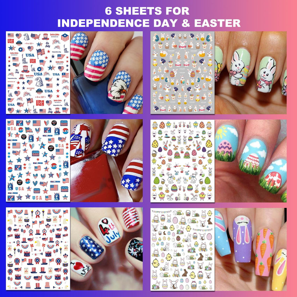 IDDFEVE US flag patriotic nail stickers for Fourth of July looks