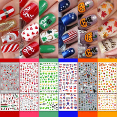 IDDFEVE year-round nail stickers set shows seasonal designs for versatile nail art.
