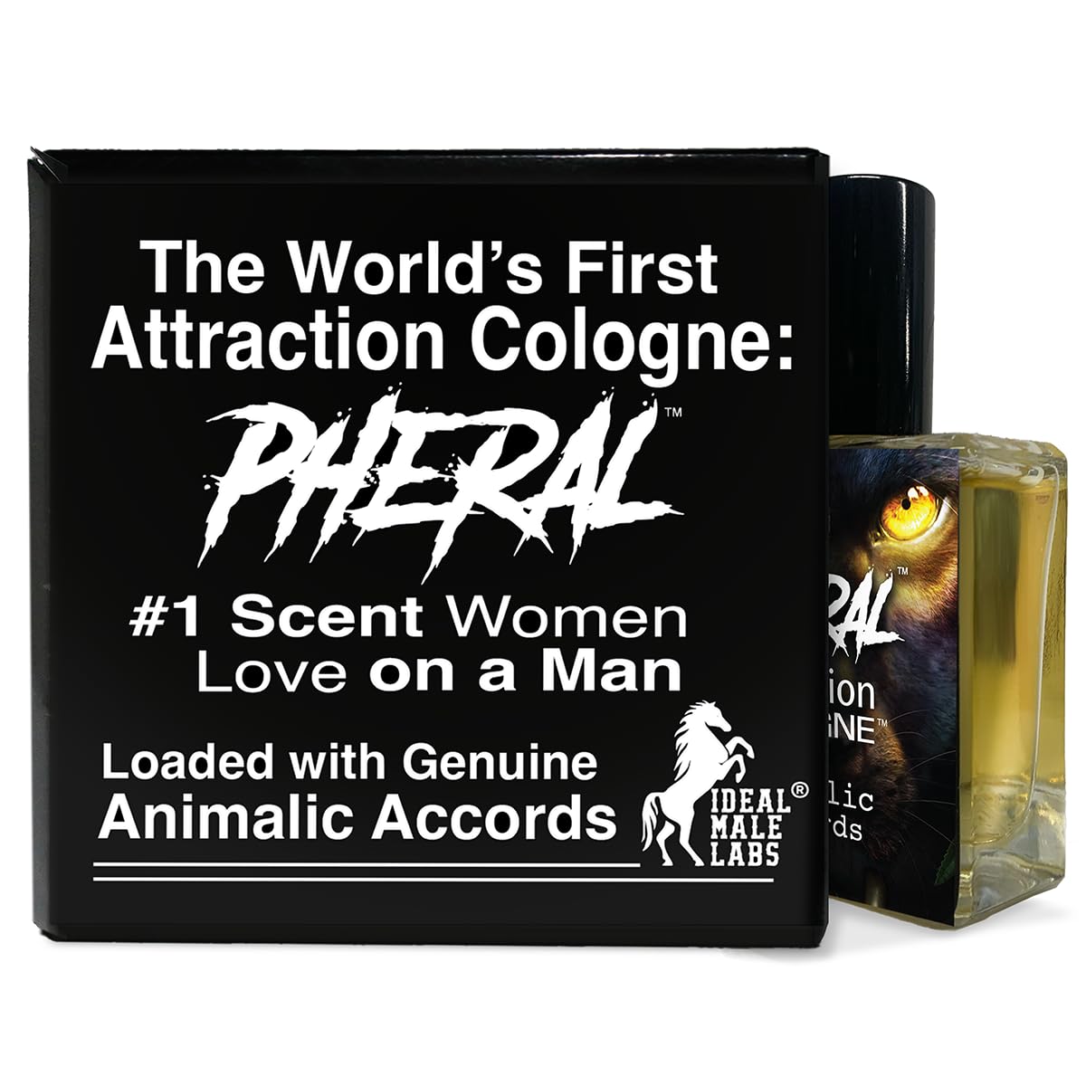 Ideal Male Labs Pheral bottle pour hints at a warm scent for confident evenings.