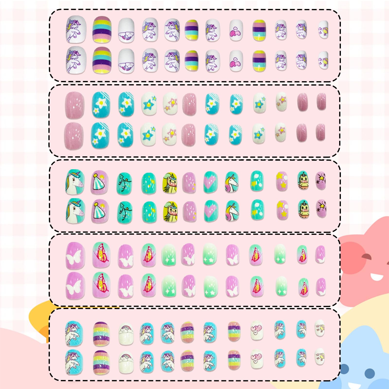 Ideal Swan 240pcs assorted sizes demonstrate perfect fit for little fingers and styles