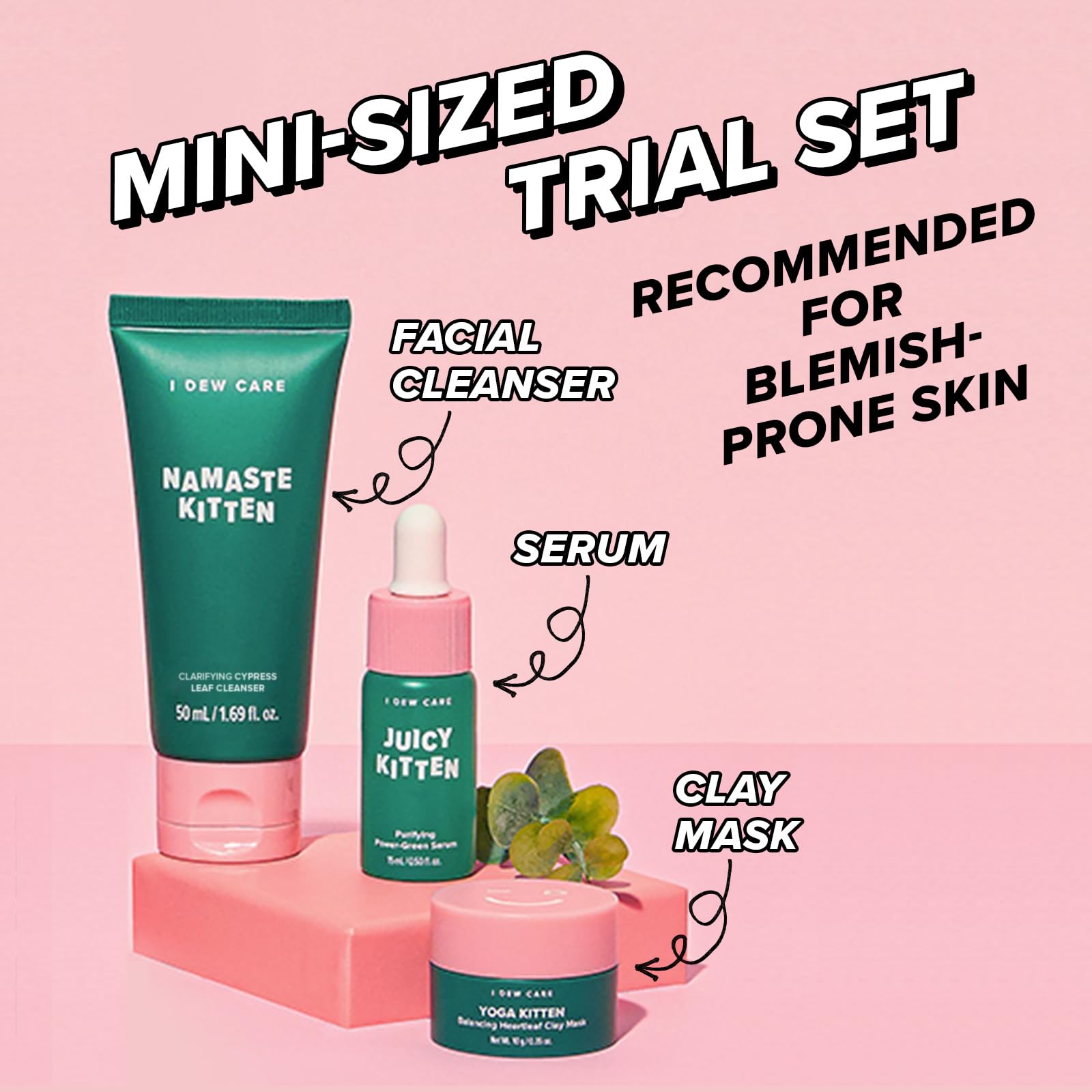 I DEW CARE Kitten Mask clay application for refined pores.