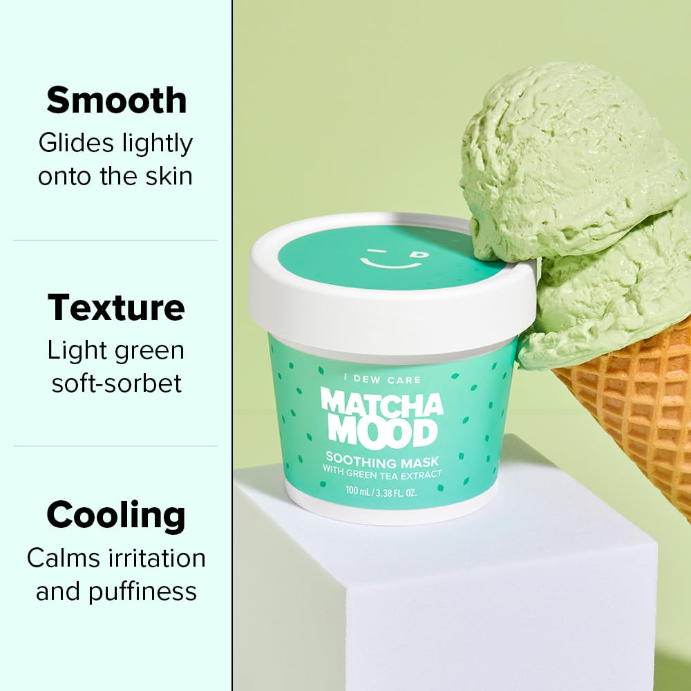 I DEW CARE Matcha Mood texture displays sorbet-like cream for easy application