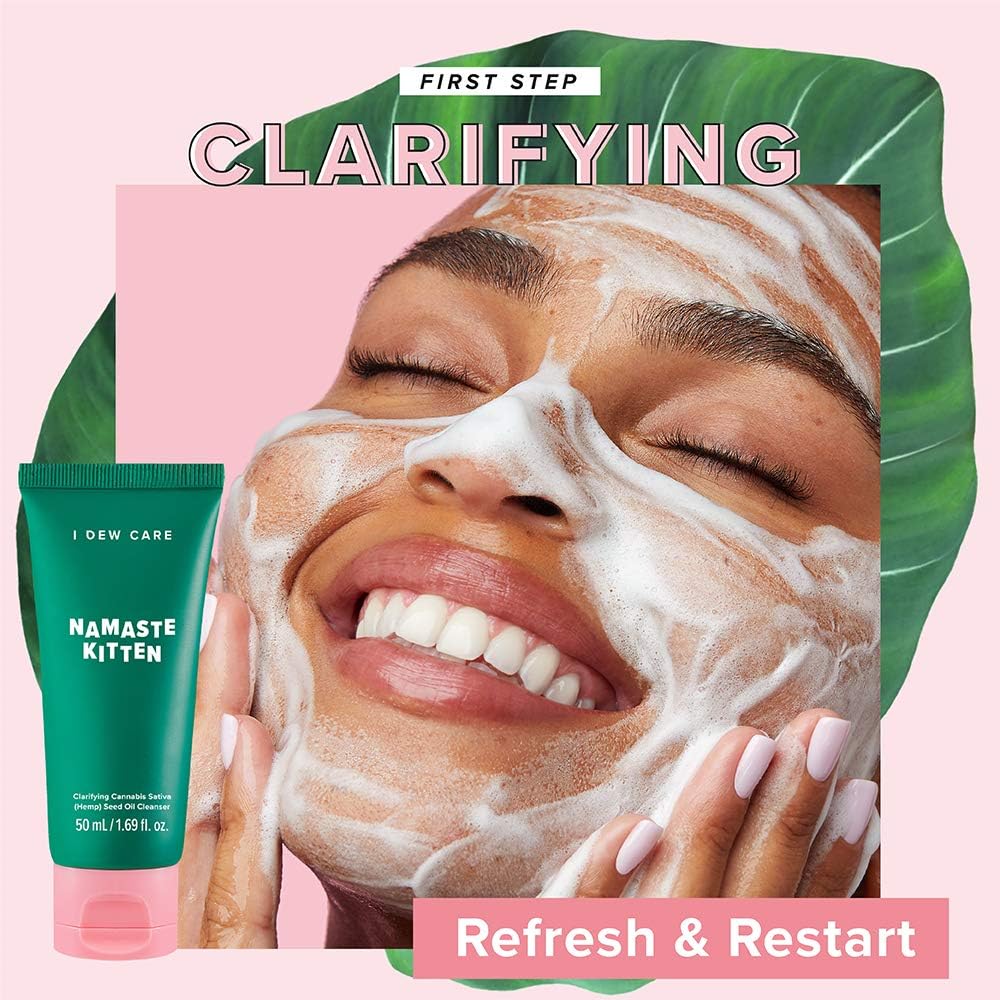 I DEW CARE Travel skincare kit displayed for on-the-go routine.