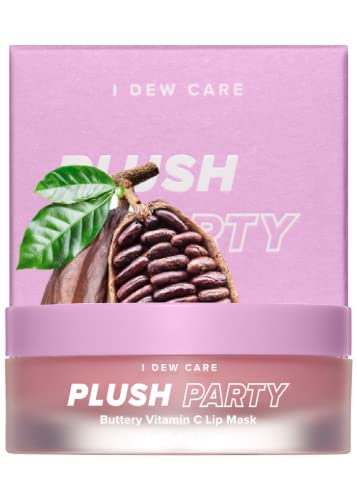 I DEW CARE 0.42 oz lip mask tub logo close-up for travel-friendly size.