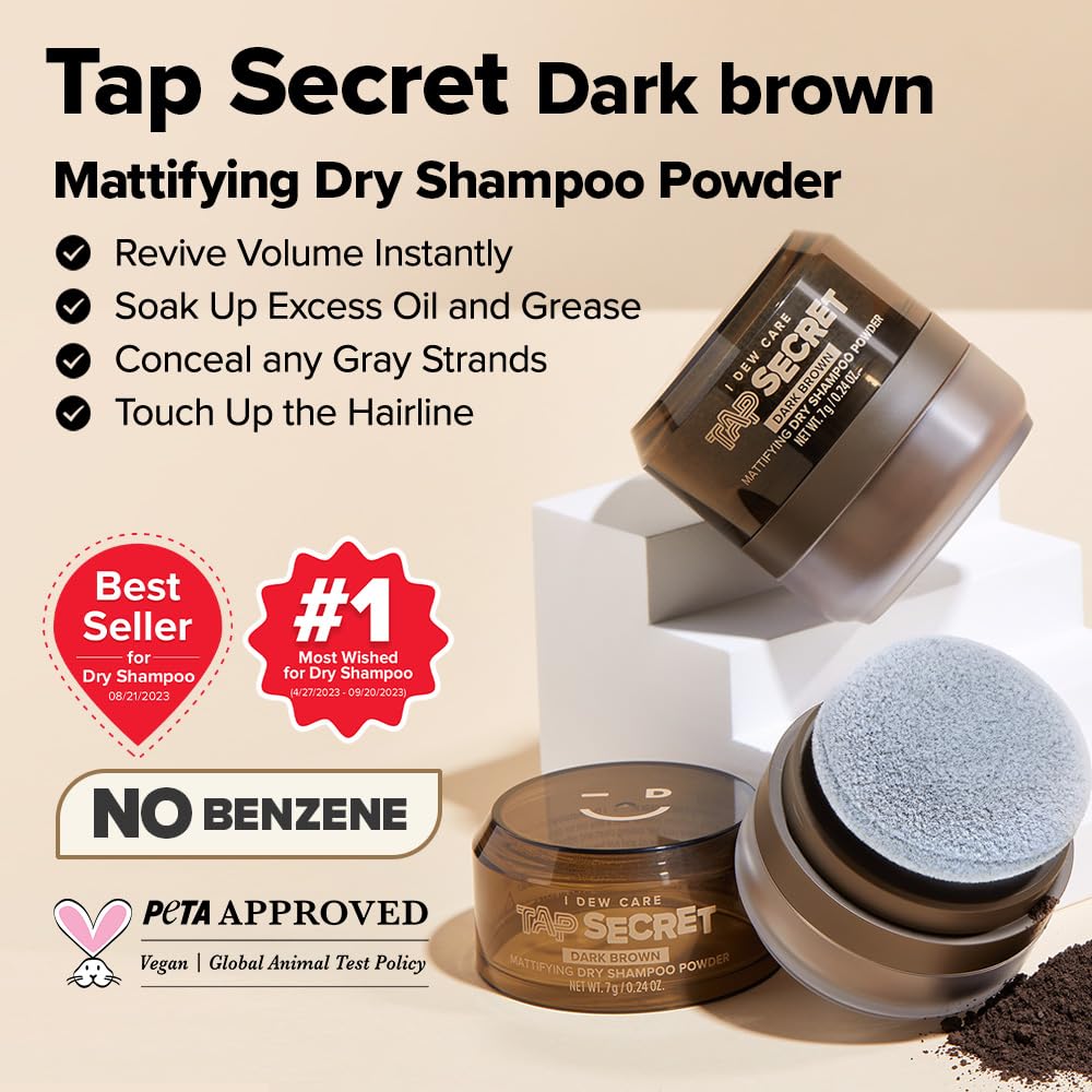 I DEW CARE Biotin Dry Shampoo powder in action absorbing oil and adding lift