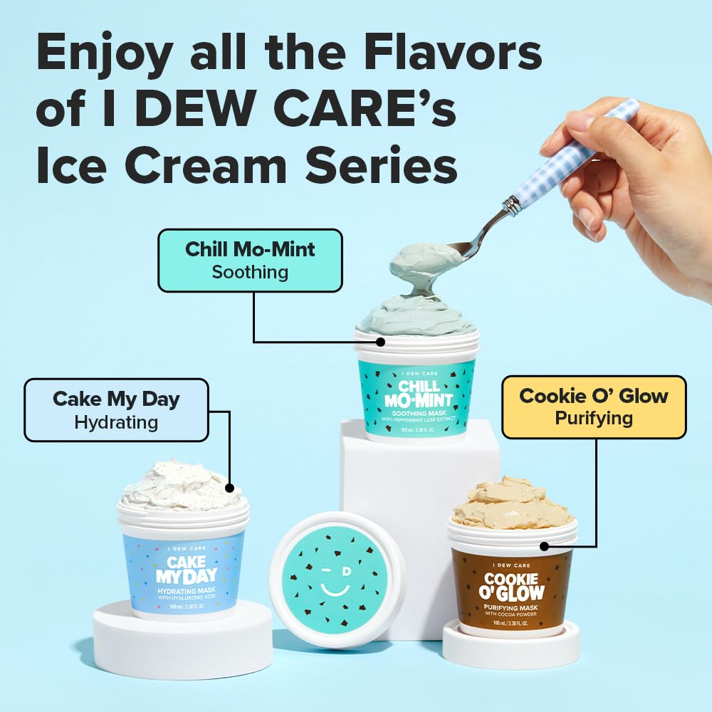 I DEW CARE Cookie O' Glow packaging-100ml-jar shows compact home spa setup.