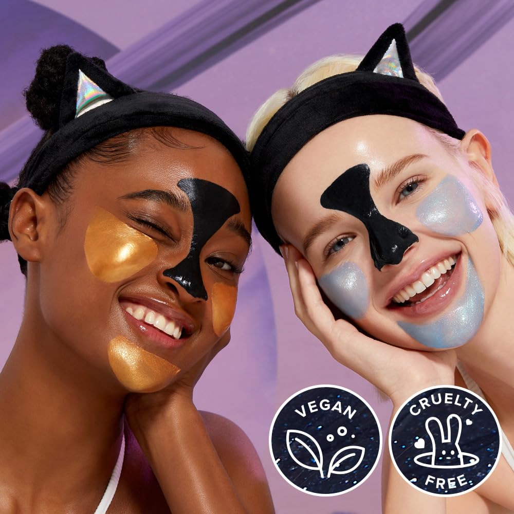 I DEW CARE Gold Kitten mask application shows luminous, youthful appearance.