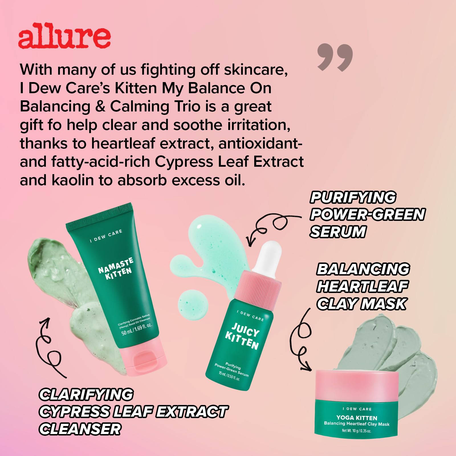 I DEW CARE Heartleaf extract closeup highlighting calming, clarifying benefits.