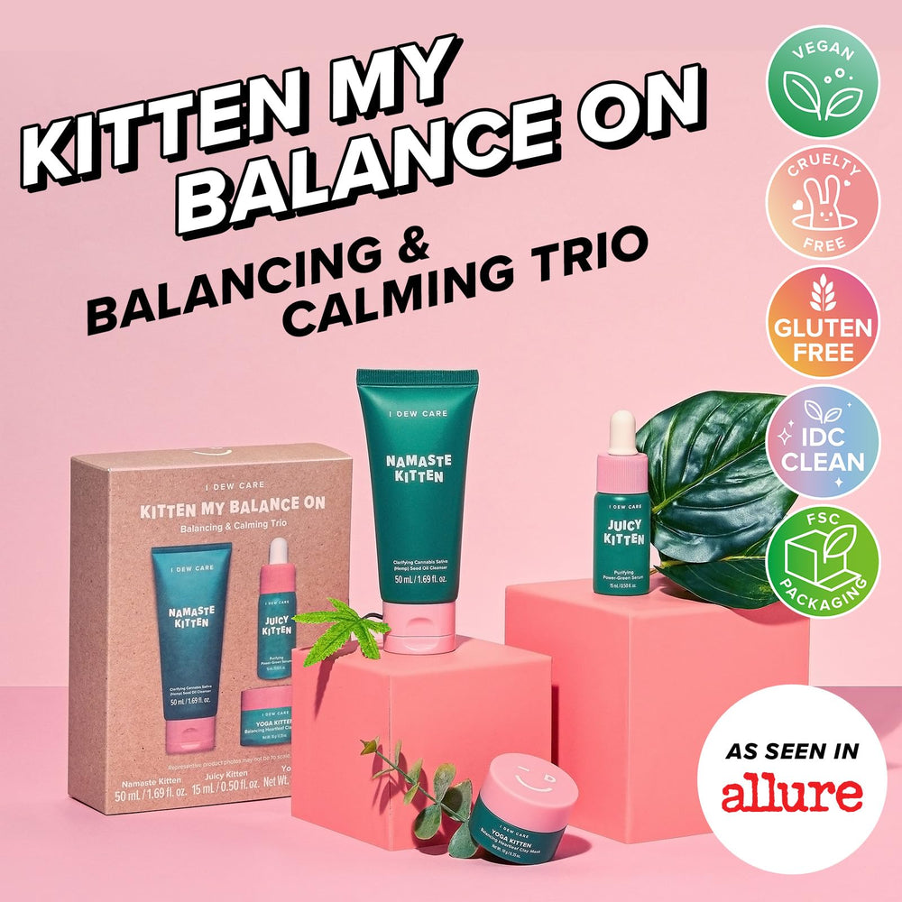 I DEW CARE Kitten My Balance On serum dropper ready for glow and balanced skin.