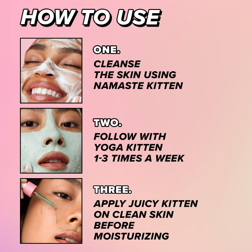 I DEW CARE Kitten routine morning-night steps.