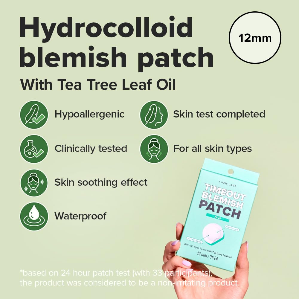 I DEW CARE pimple patch on skin demonstrates discreet, quick-acting use