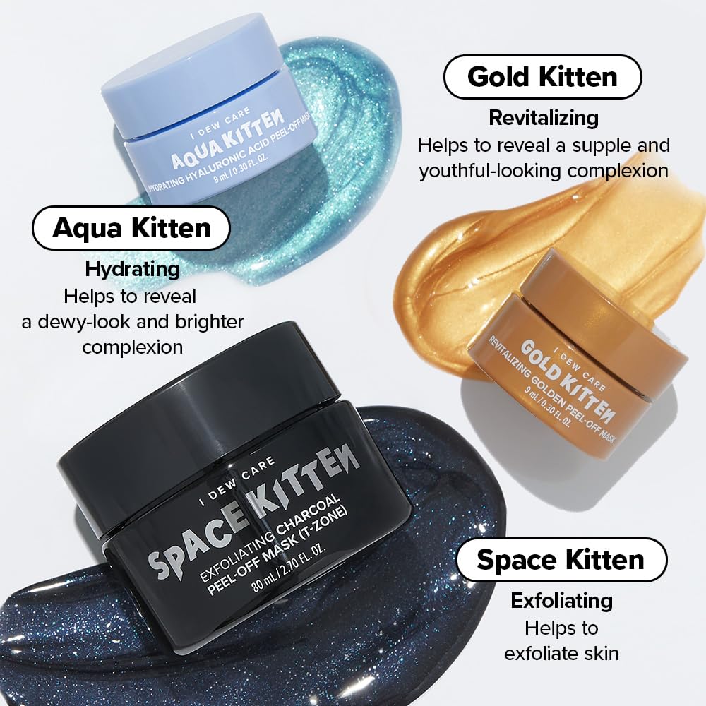I DEW CARE Sparkly Black Headband shown with masks for comfortable spa-style sessions.