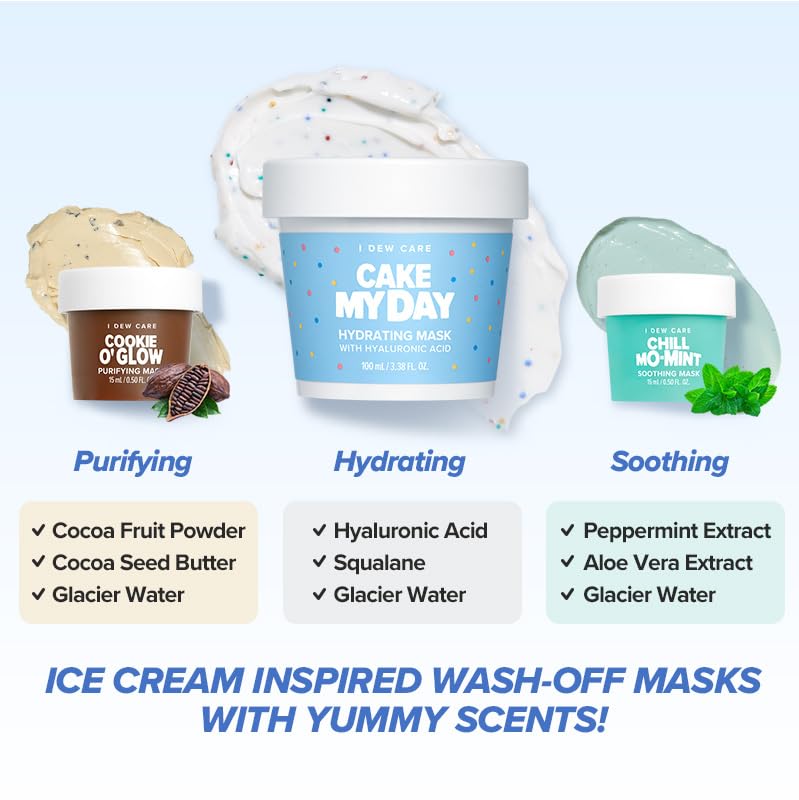 I DEW CARE Sundae Scoop sprinkle headband included for cute skincare ritual.