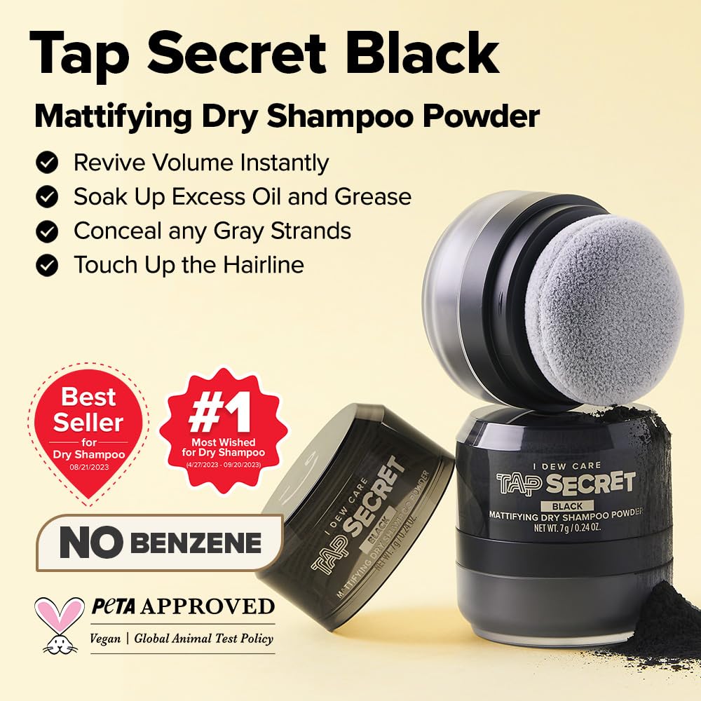 I DEW CARE Tap Secret Black travel size bottle for on the go touch ups