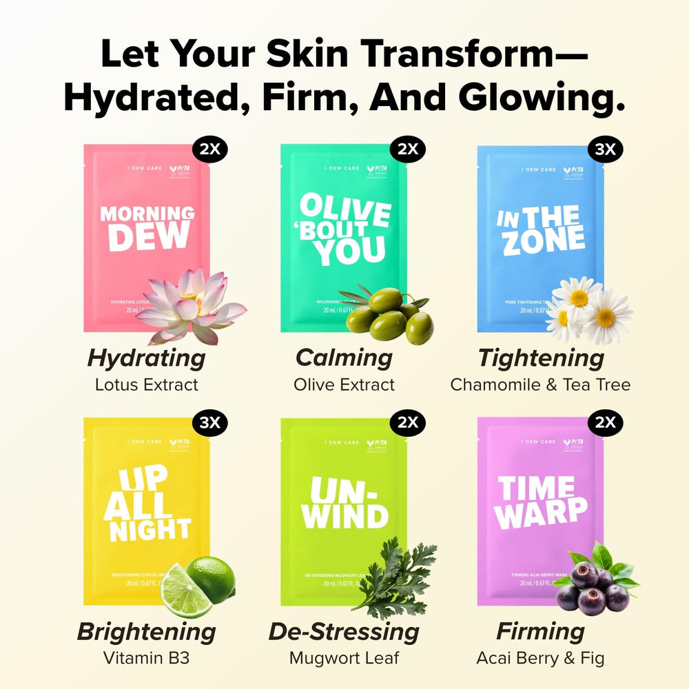 I DEW CARE time warp mask firms look with collagen-enriched sheet.