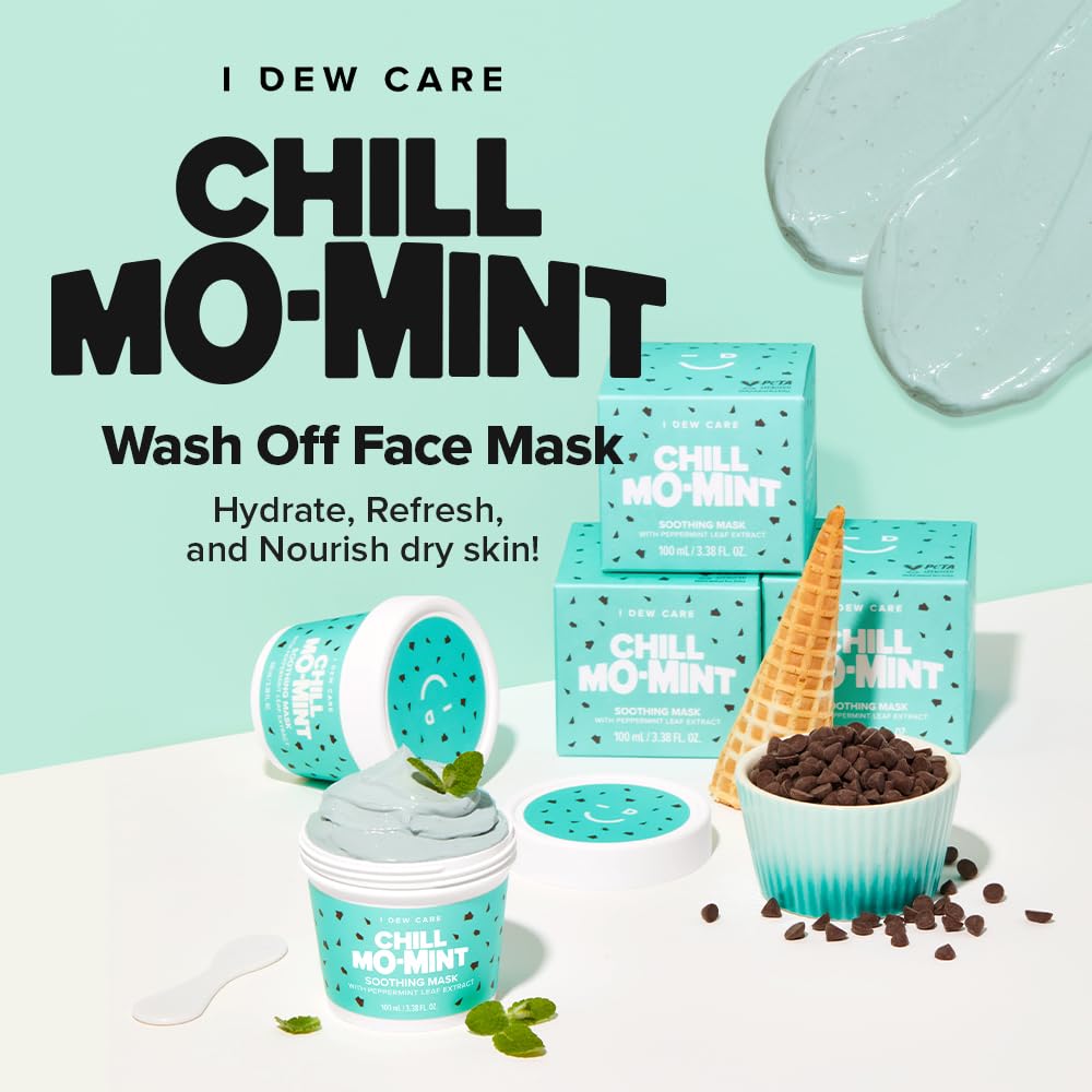 I DEW CARE Chill Mo-Mint tub closeup shows creamy texture for easy application.