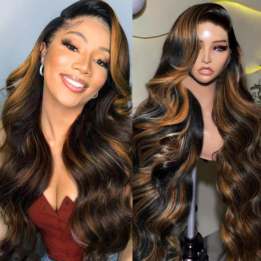 IDHERE highlight-ombre-lace-front-wig with natural ombre color and soft waves for daily wear.