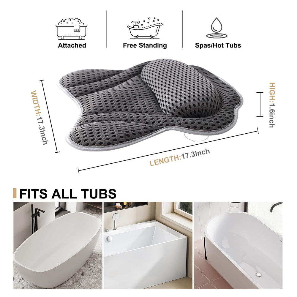 Idle Hippo bath pillow provides ergonomic head and neck support for relaxing baths.