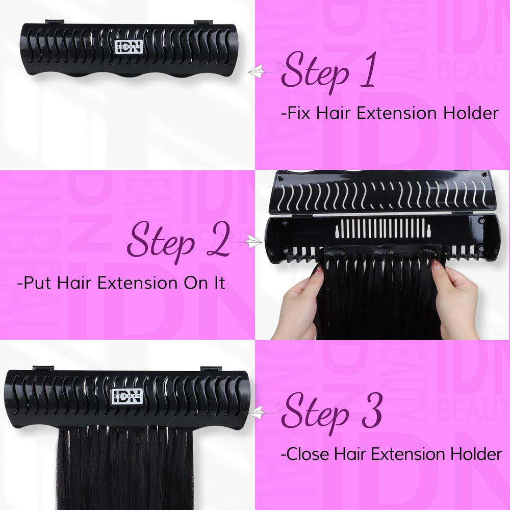 IDN Beauty accessories kit with suction cups, stickers, hooks, and screws.