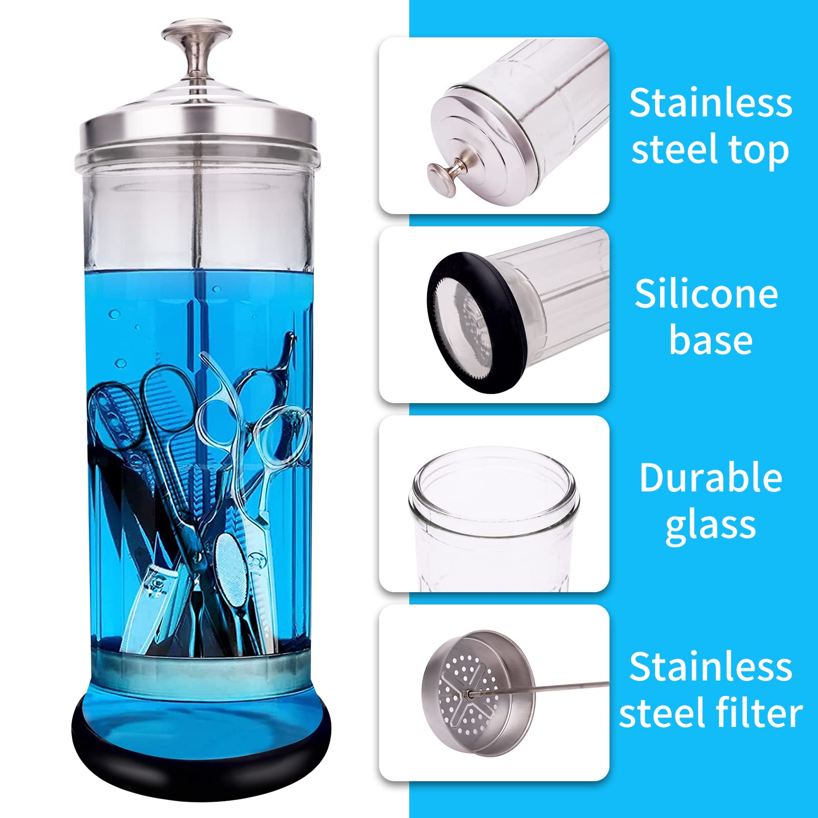 IEBARBER removable stainless steel basket enables safe handling during disinfection.