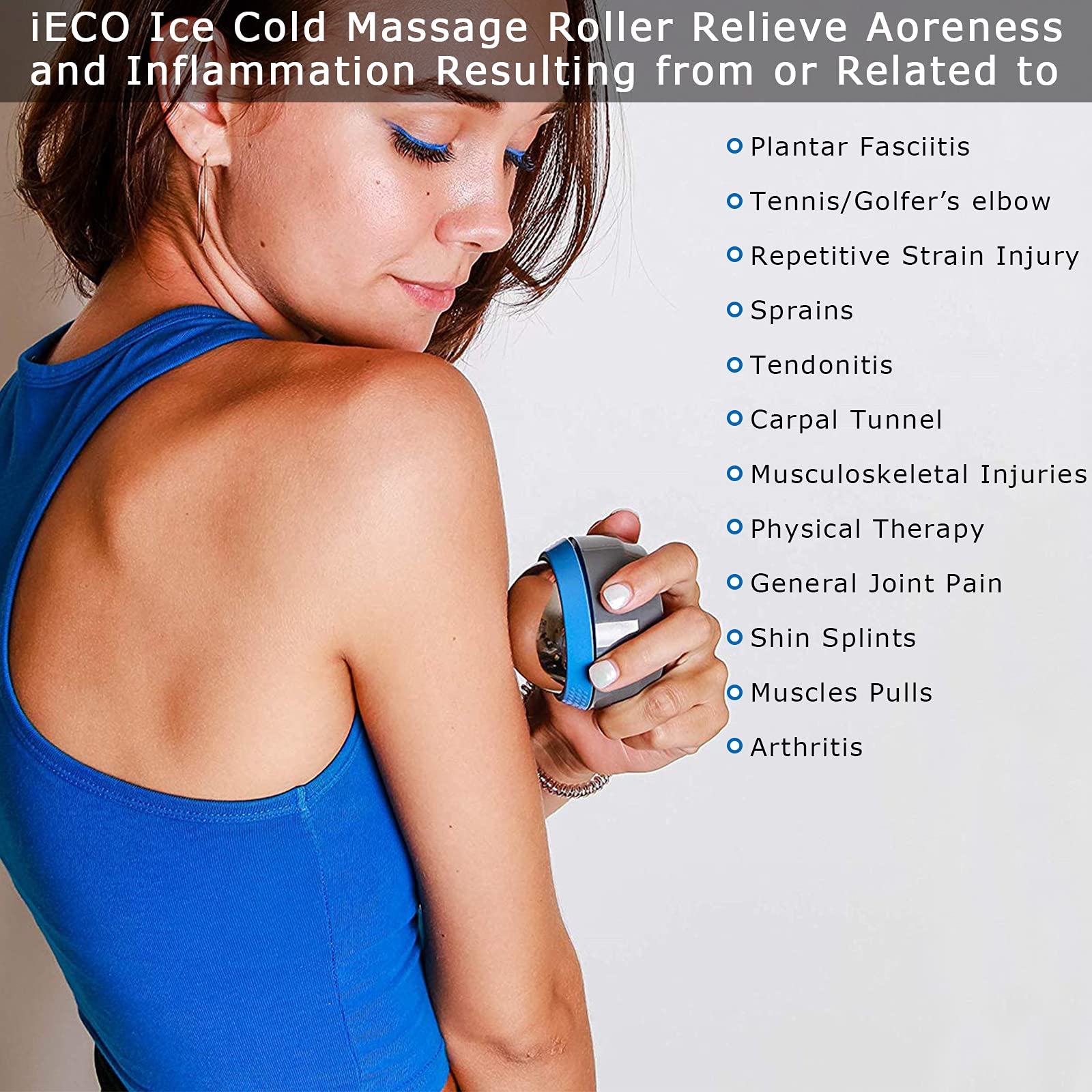 iECO roller on neck and shoulders providing tension relief and soothing warmth