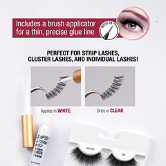 i•ENVY clear-drying adhesive action shot suggesting seamless lash bond