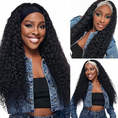 iesste headband wig deep wave 20 inch front view for easy styling.