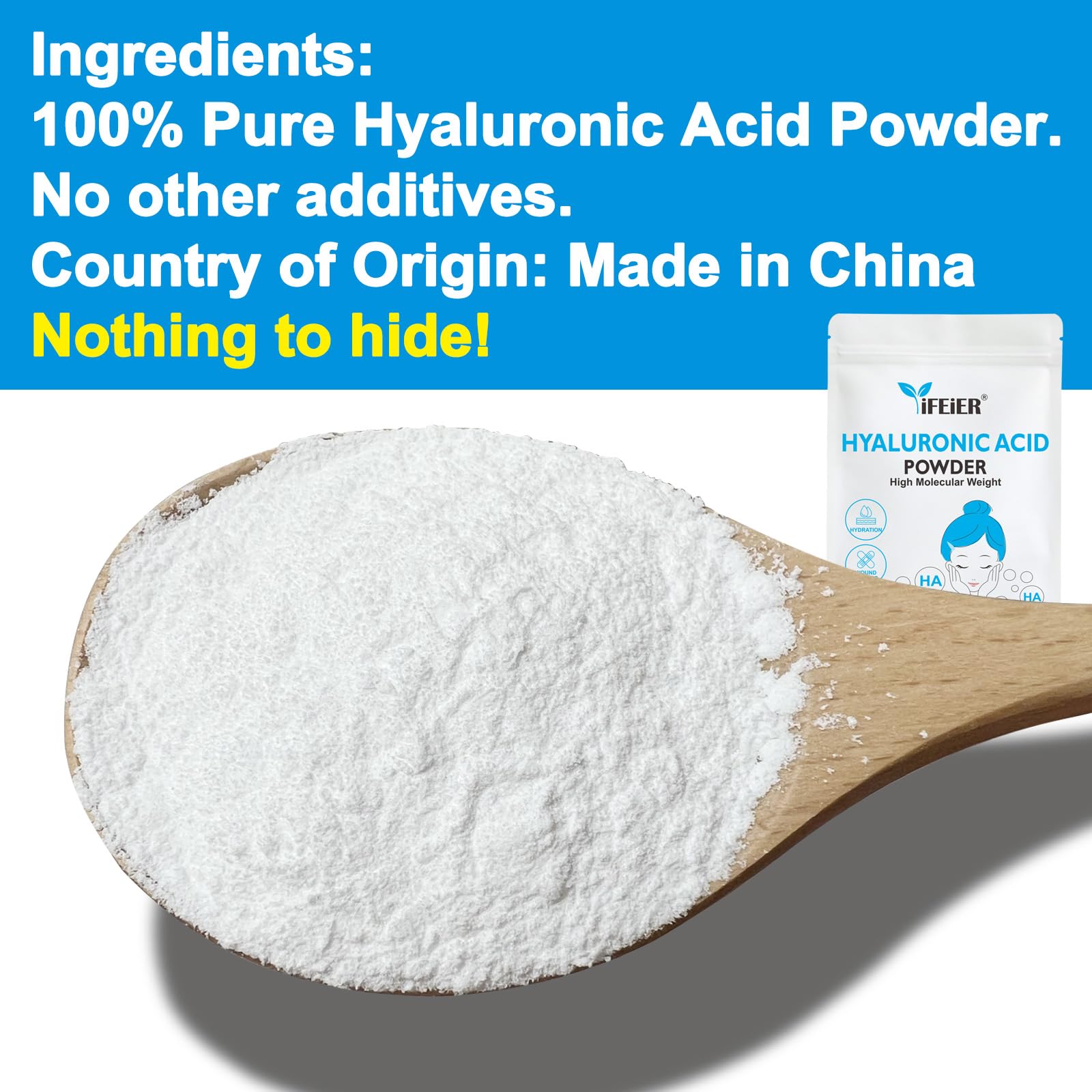 iFEiER Hyaluronic Acid Powder mixed into a thick gel for surface hydration