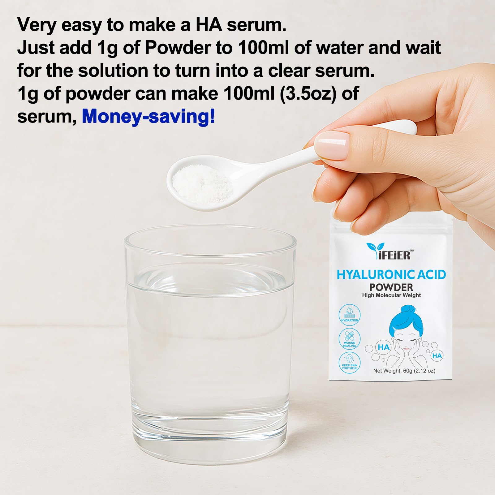 ifeir hyaluronic acid powder cosmetic-grade purity suitable for sensitive skin