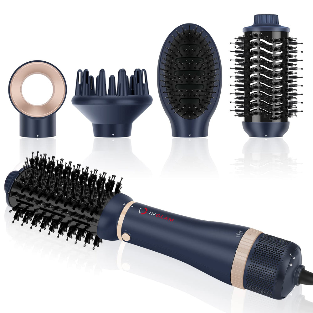 IG INGLAM hair dryer brush set front view for quick salon-like blowouts.
