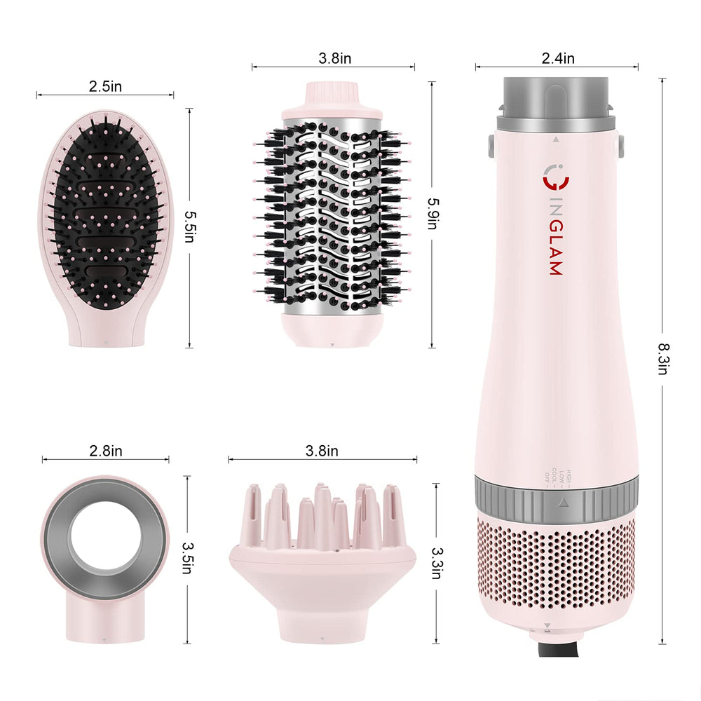 IG INGLAM pink ergonomic grip ensures comfortable, controlled styling sessions