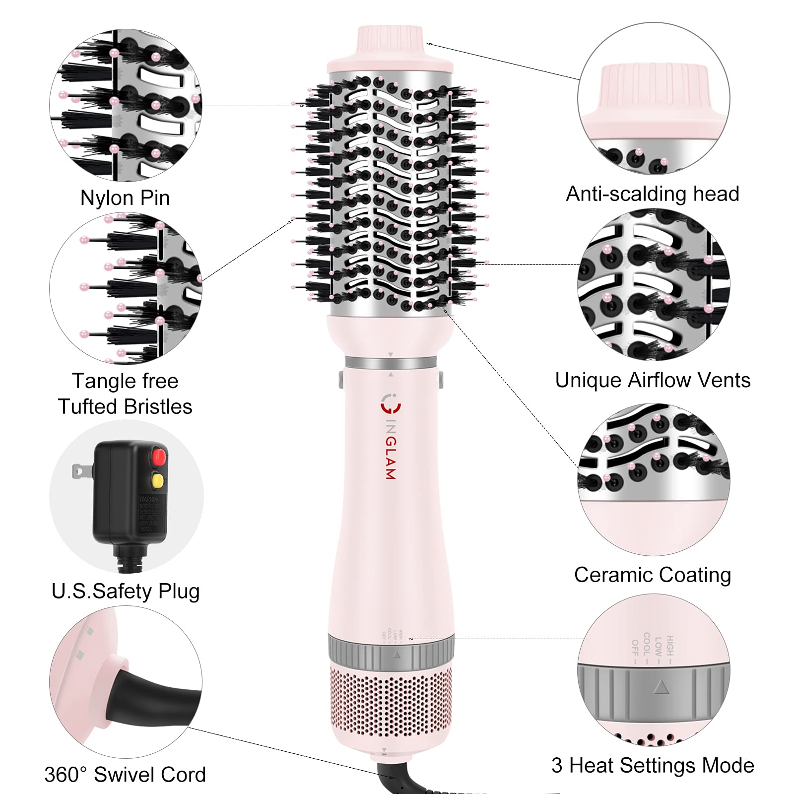 IG INGLAM three heat settings tailor warmth to hair type