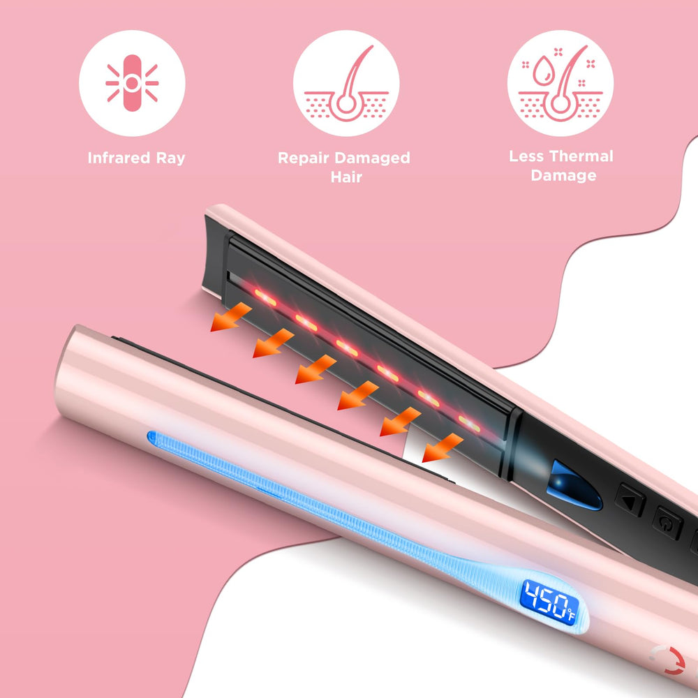 IG INGLAM titanium flat iron ceramic plates closeup delivers smooth, frizz-free results
