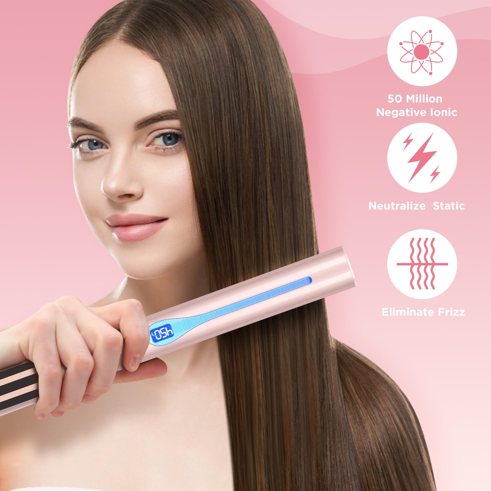 IG INGLAM titanium flat iron infrared negative ion emission helps retain moisture and shine
