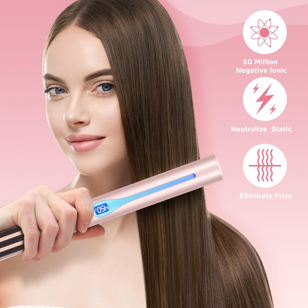 IG INGLAM titanium flat iron infrared negative ion emission helps retain moisture and shine