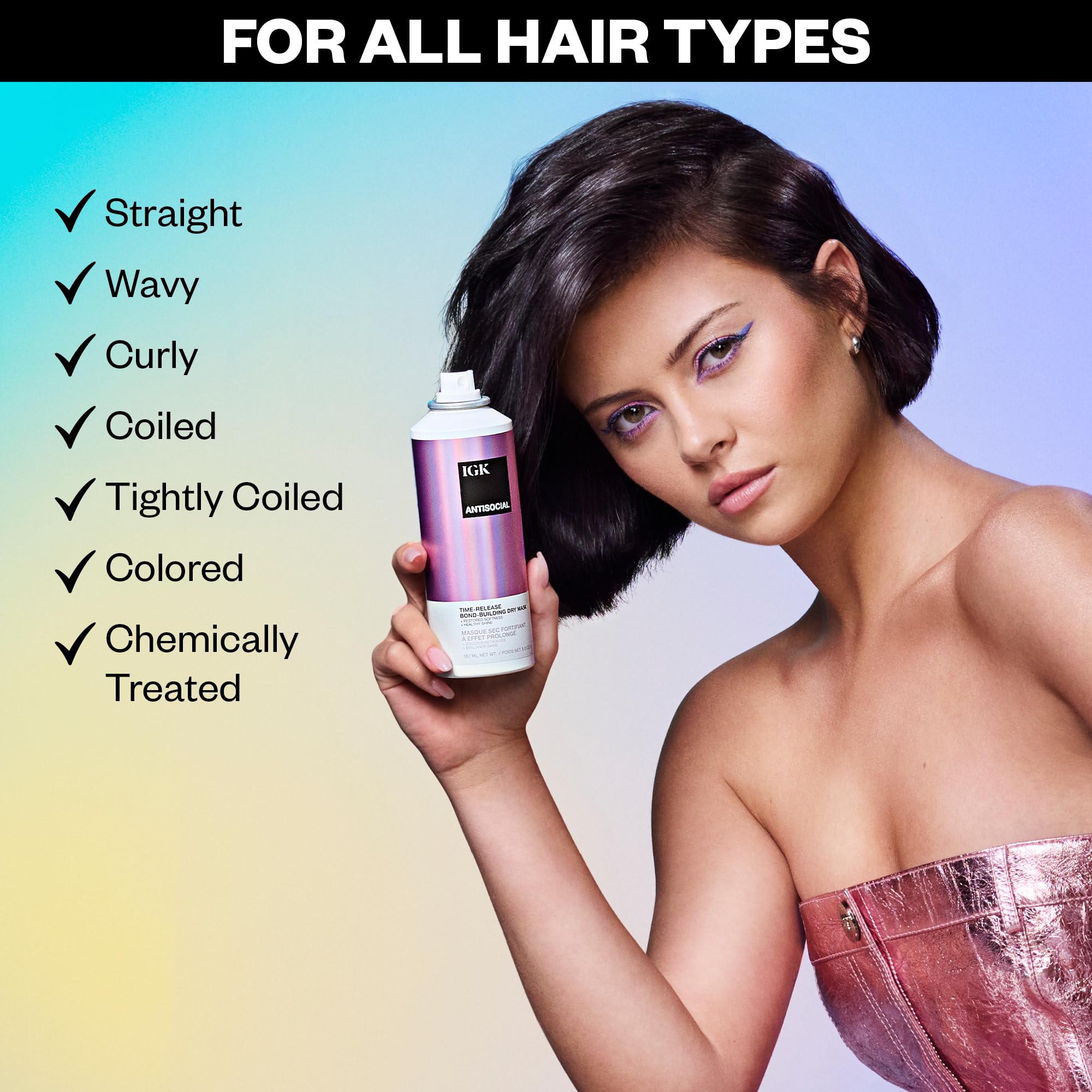 IGK Antisocial vegan silk proteins close-up emphasize smoothing action.
