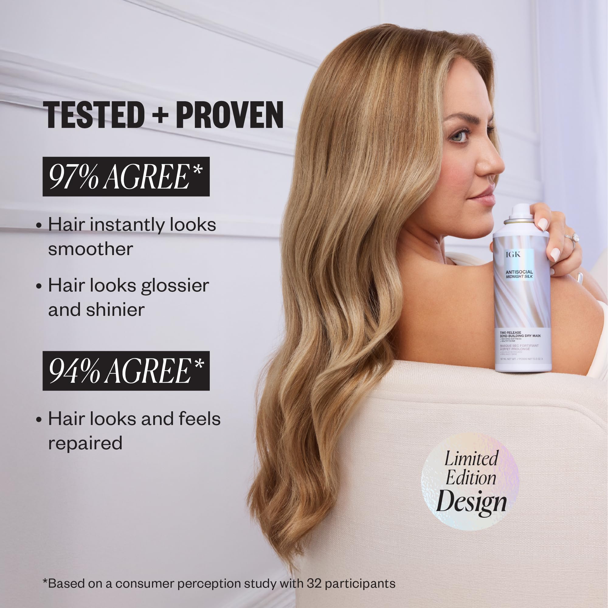 IGK Antisocial Midnight Silk closeup texture highlights vegan silk protein for soft, protected hair
