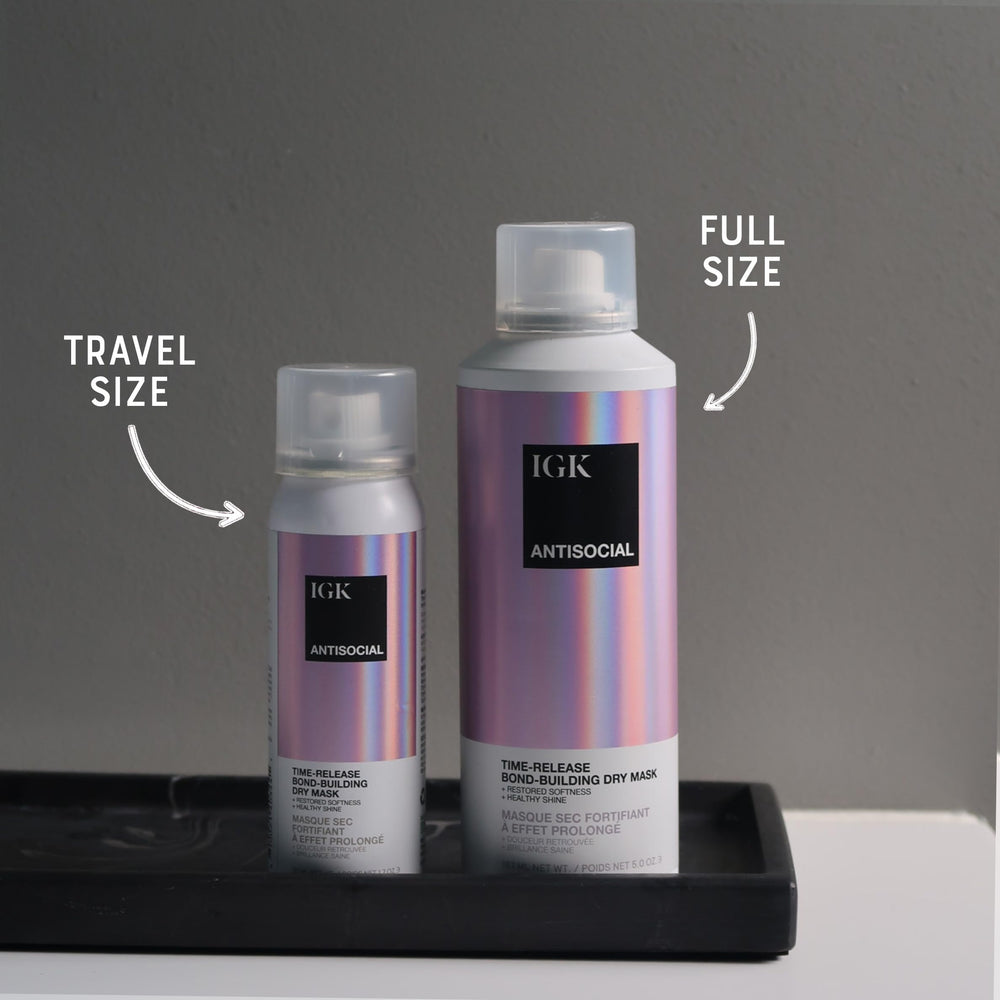 IGK Antisocial Overnight Application Bottle close-up illustrating easy night-care routine.