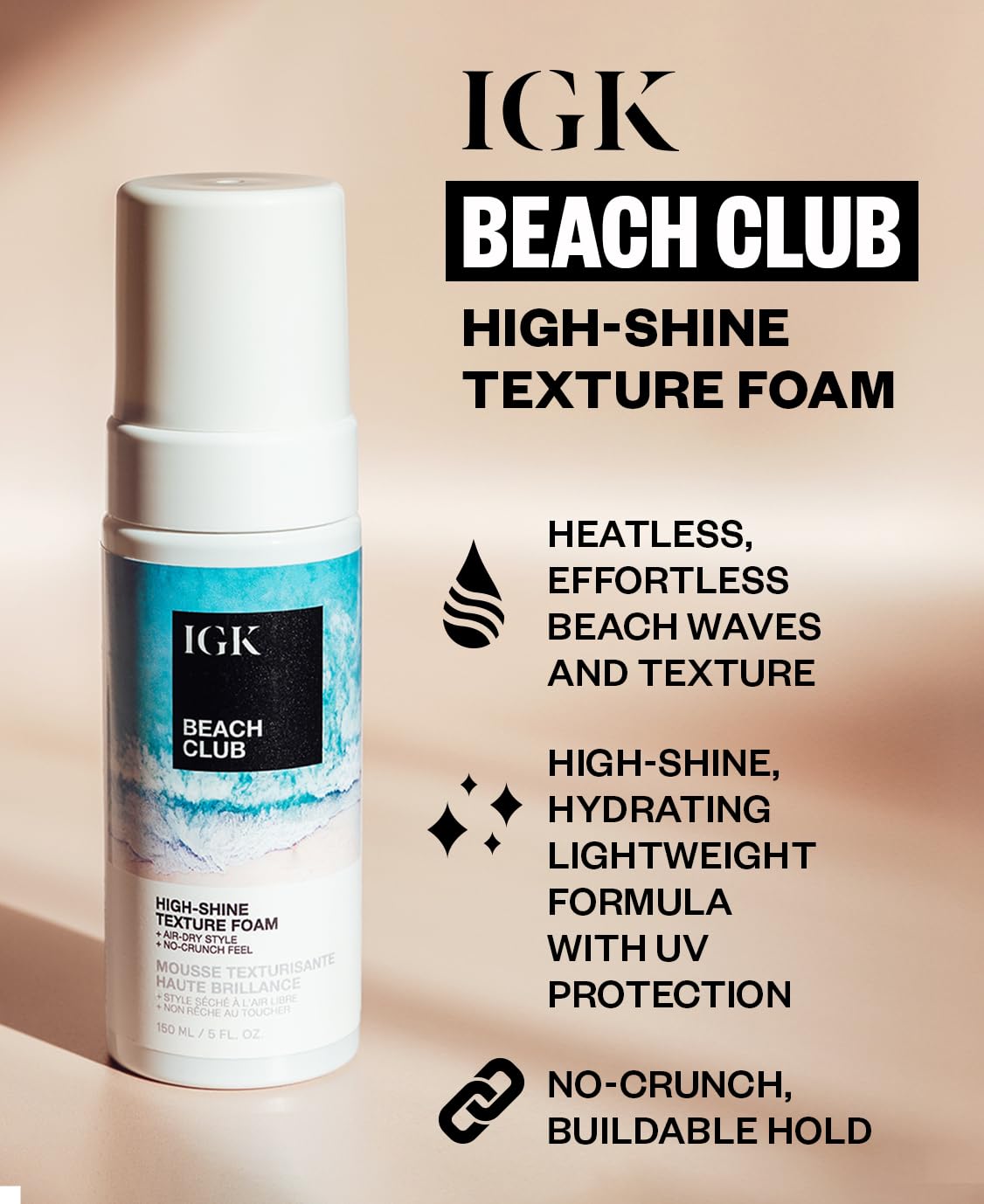 IGK Beach Club formula features algae for added moisture.