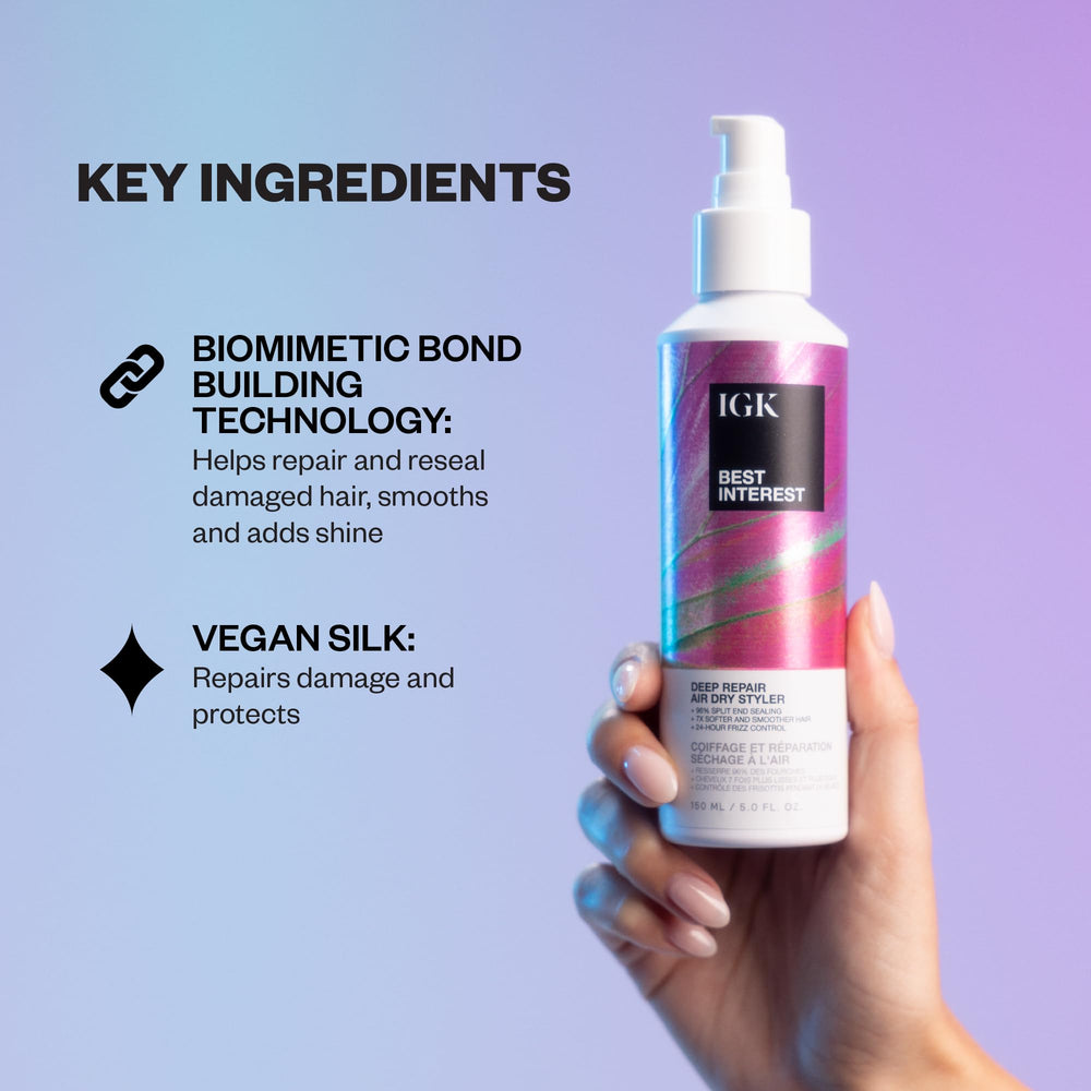 IGK Best Interest swatch reveals creamy texture that softens hair with gloss