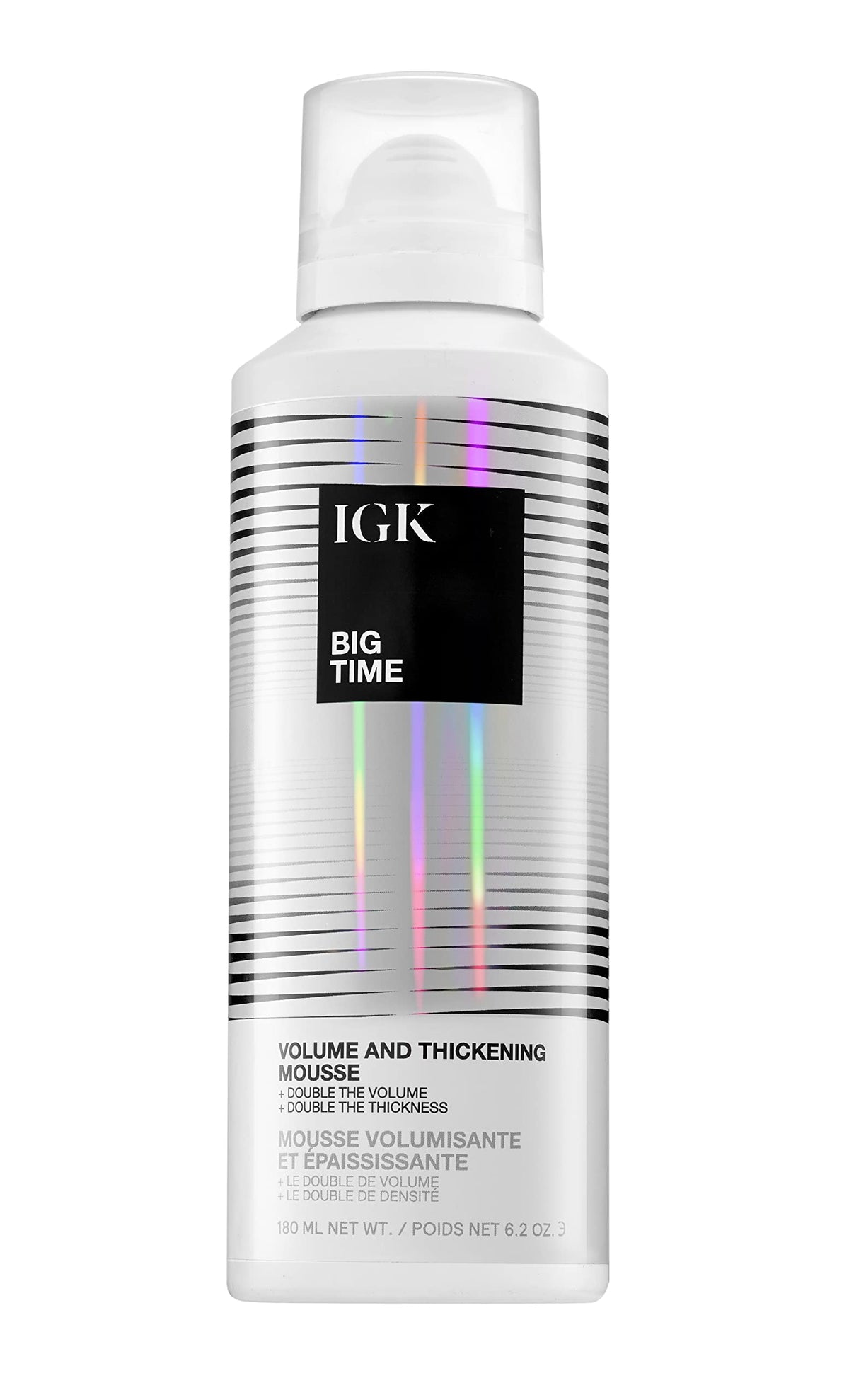 IGK BIG TIME volume mousse bottle pour boosts lightweight body.