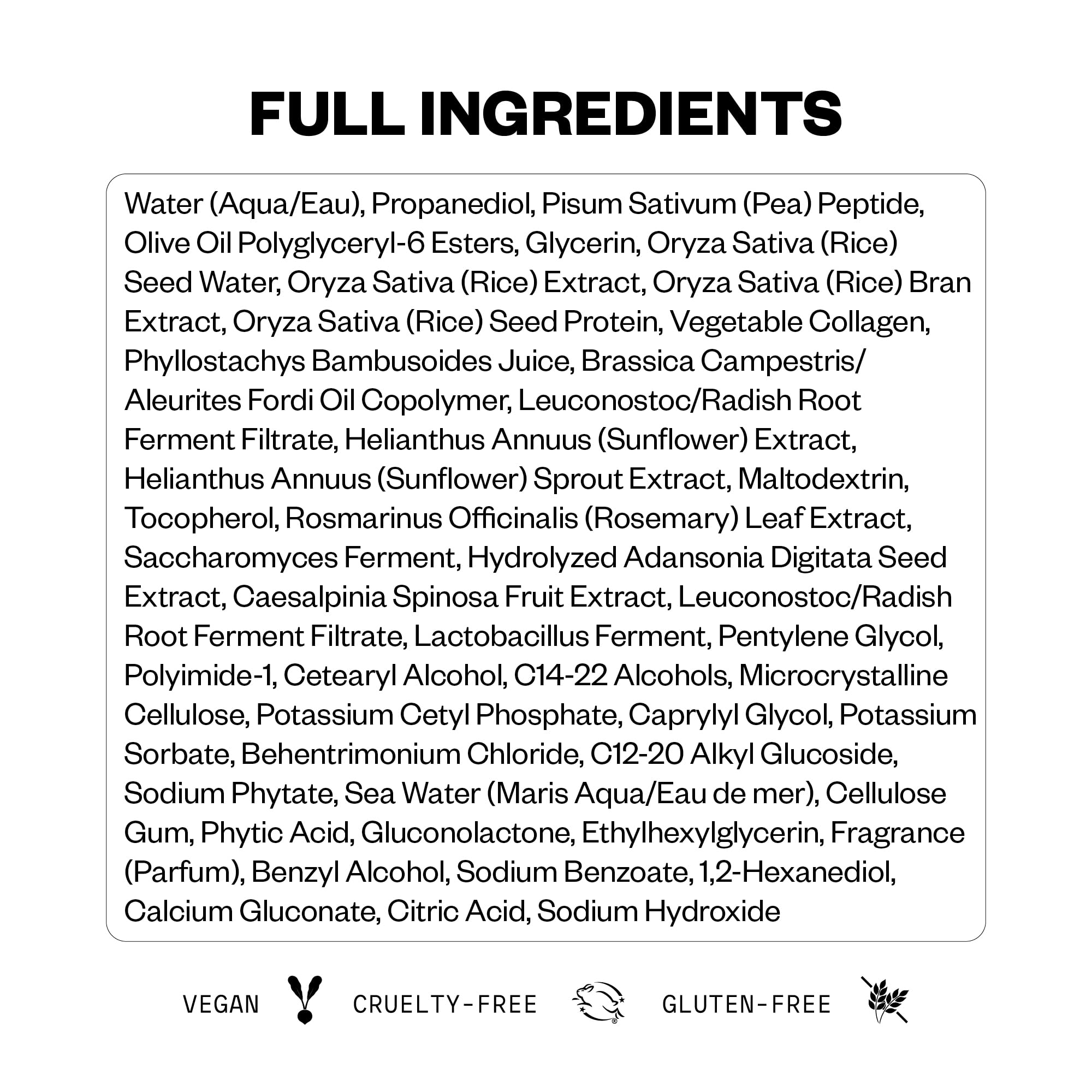 IGK Body Language thickening peptides close-up label emphasizing thicker look.