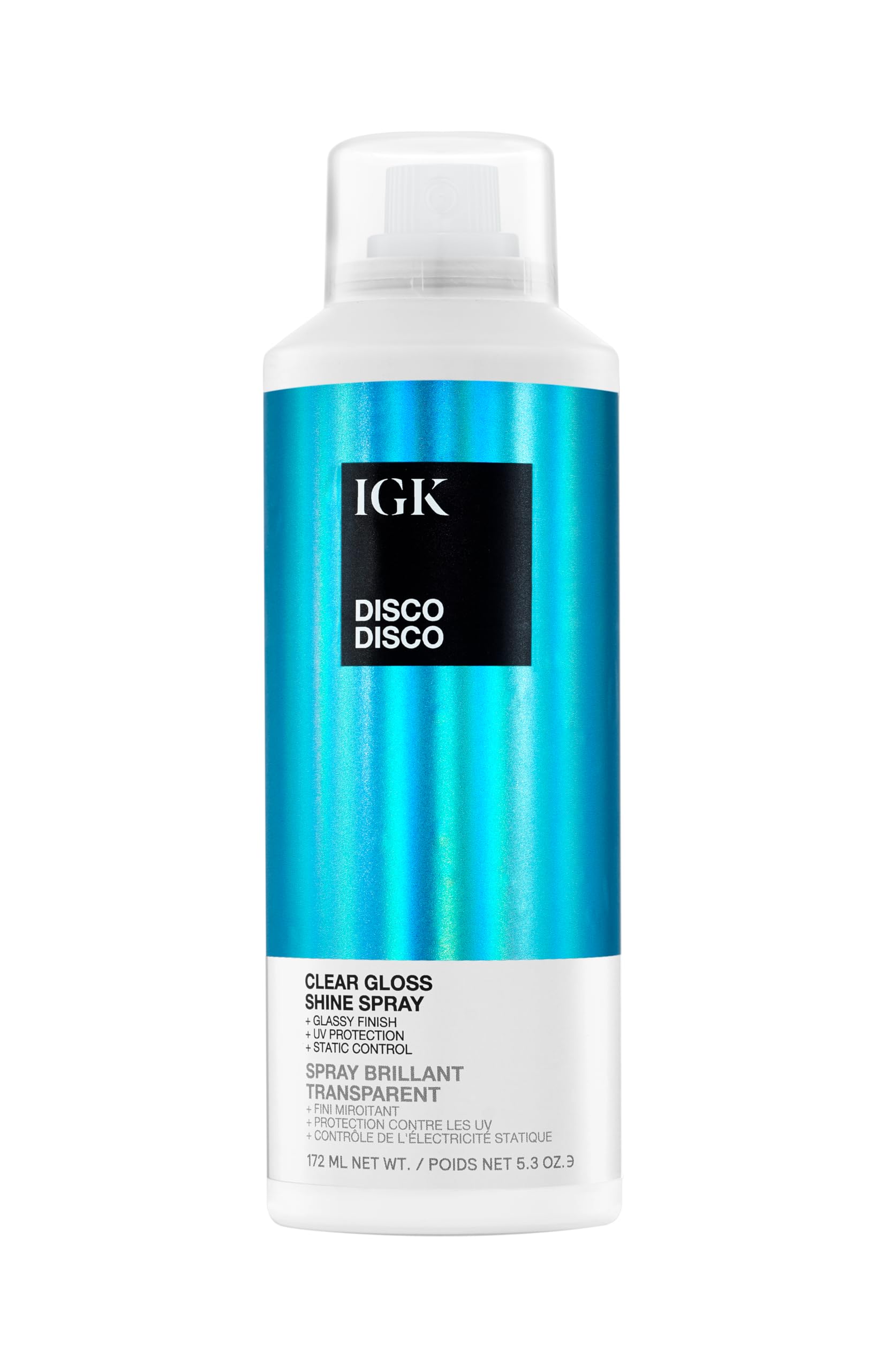 IGK Disco Disco gloss bottle closeup shows high shine.