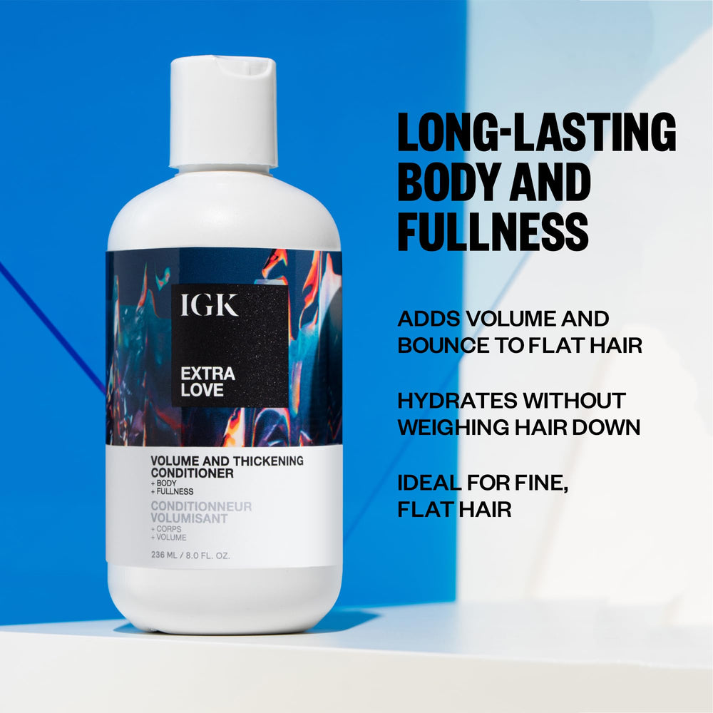 IGK Extra Love application on hand demonstrates even distribution for fuller-looking hair